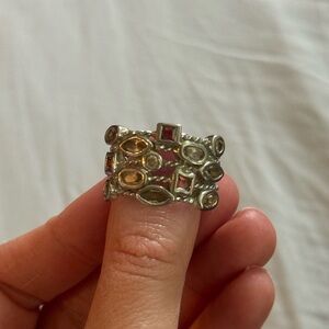 Multi-band gemstone ring